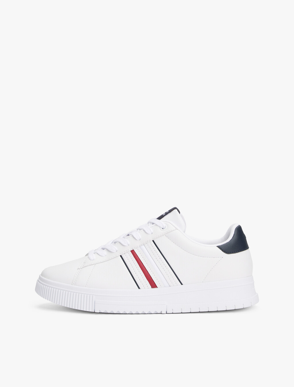 Leather Debossed Logo Trainers, White, hi-res
