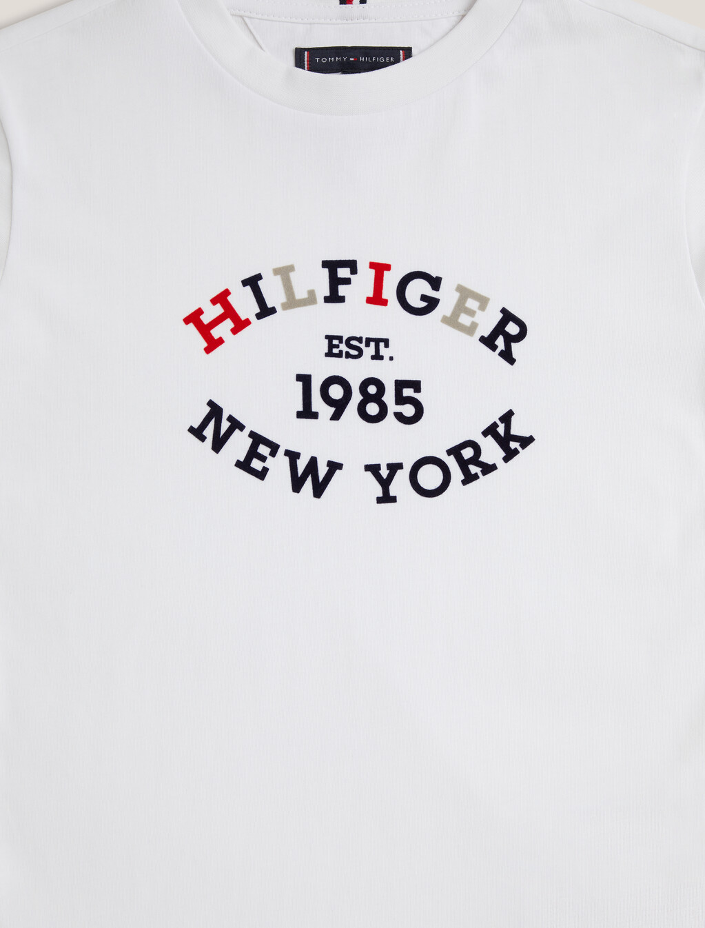 男童裝 Hilfiger Monotype 植絨標誌 T 裇, White, hi-res