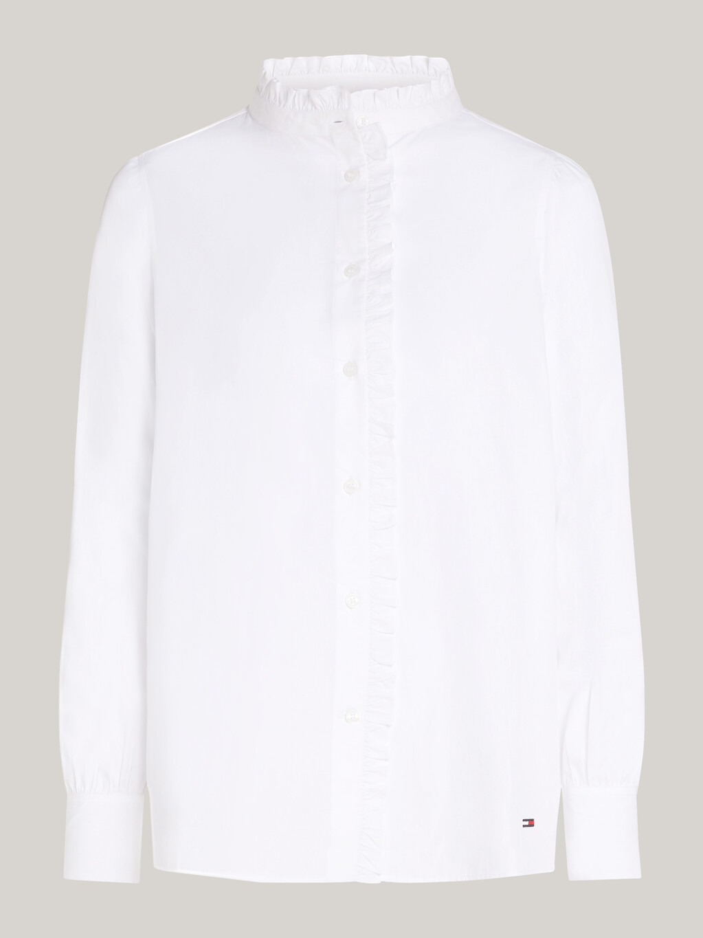 Ruffle Mock Turtleneck Regular Fit Shirt, Th Optic White, hi-res