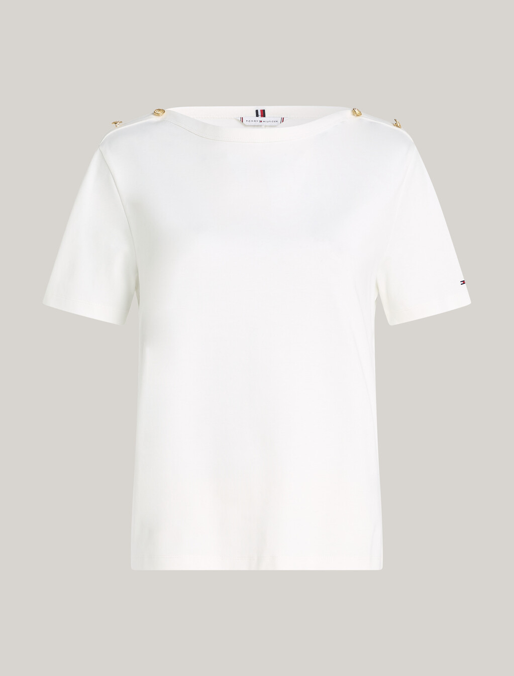 Stripe Boat Neck Relaxed T-Shirt, Ecru, hi-res