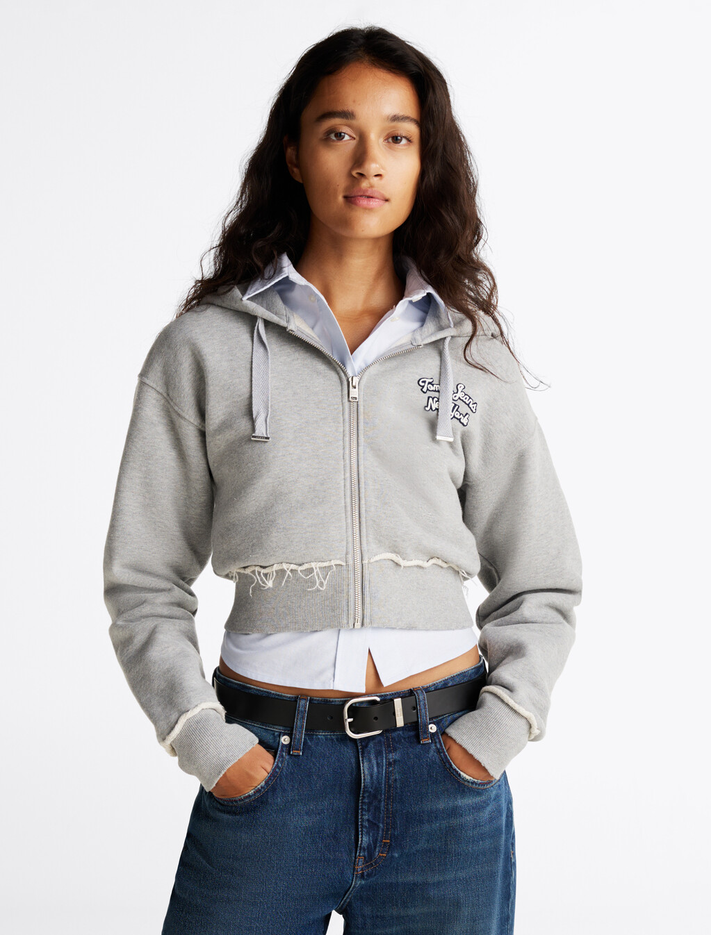 Back Logo Zip-Thru Sweatshirt, Grey Htr, hi-res