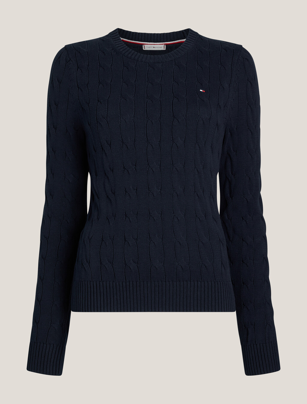 Cable Knit Pullover Sweater, Dark Night Navy, hi-res