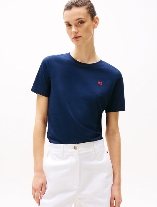 Contrast Flag T-Shirt, Dark Night Navy Contrast Flag T-Shirt