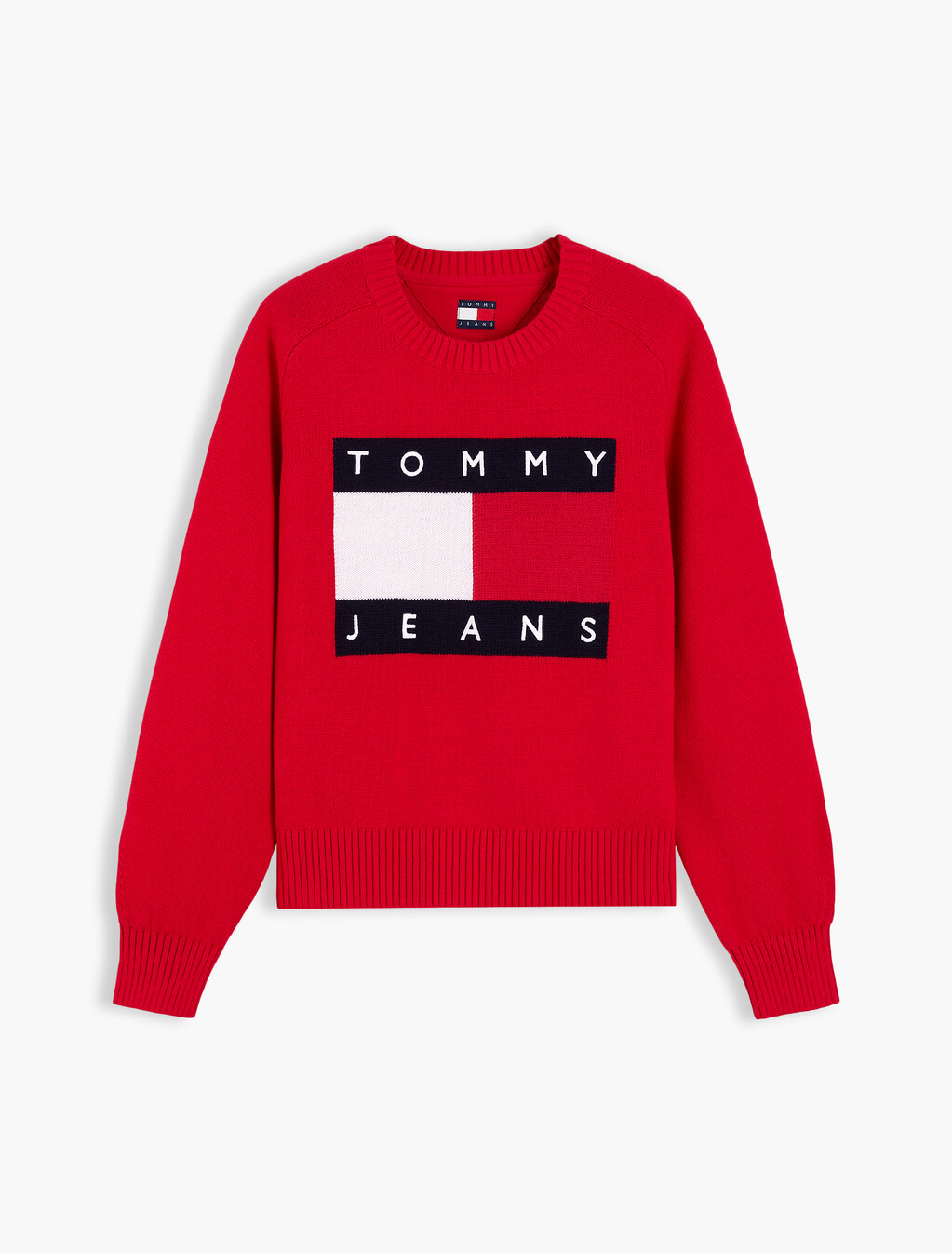 Tommy Flag Relaxed Crew Neck Jumper, Lavish Red, hi-res