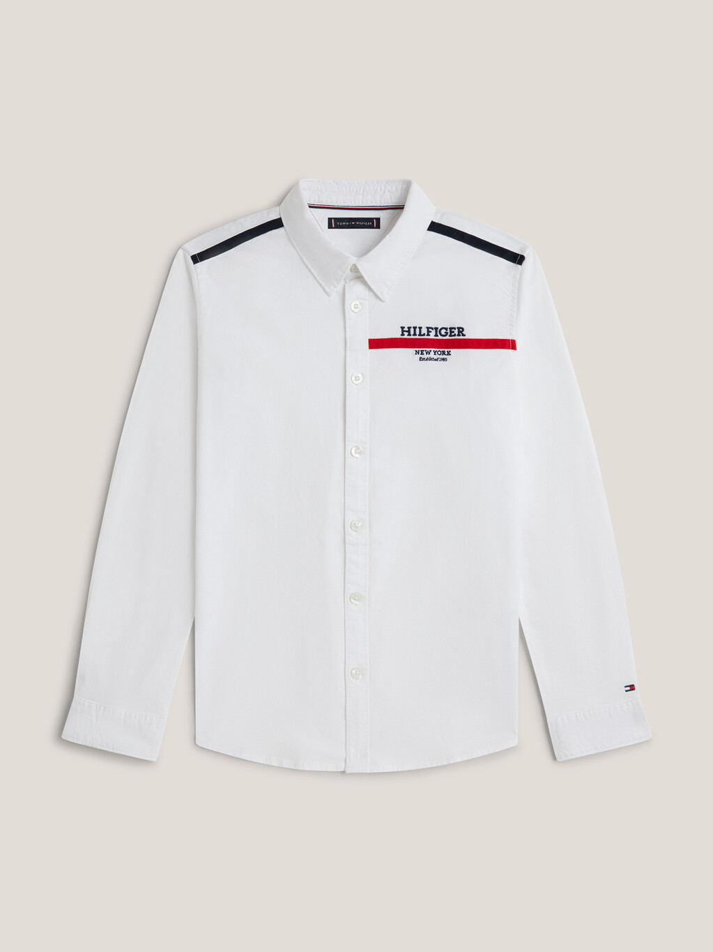 Boys Color Tape Oxford Shirt, White, hi-res