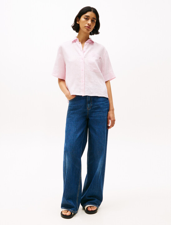 Relaxed Fit Short Sleeve Linen Shirt