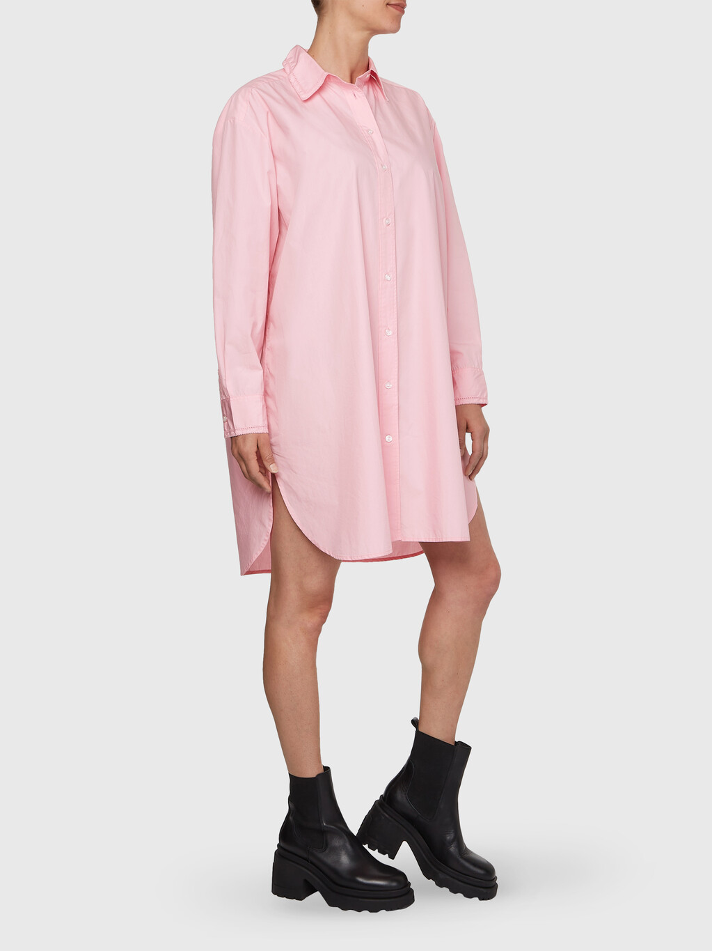 超寬鬆及膝裇衫連身裙, Classic Pink, hi-res