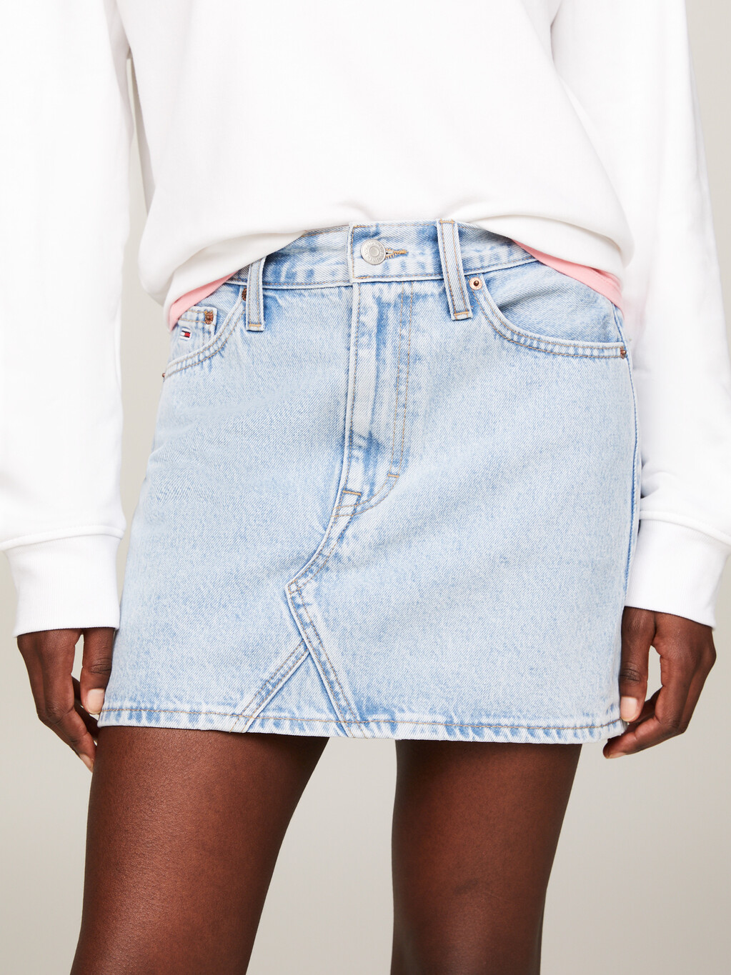 Izzie Mid Rise Denim Mini Skirt, Denim Light, hi-res