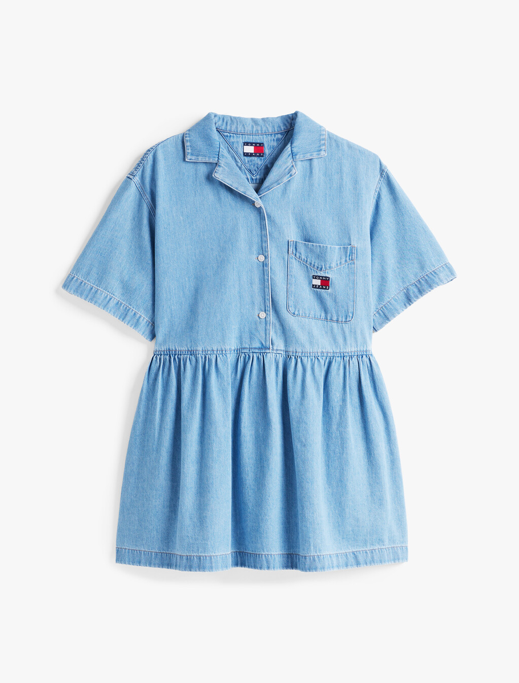 Relaxed Mini Denim Shirt Dress, Denim Light, hi-res