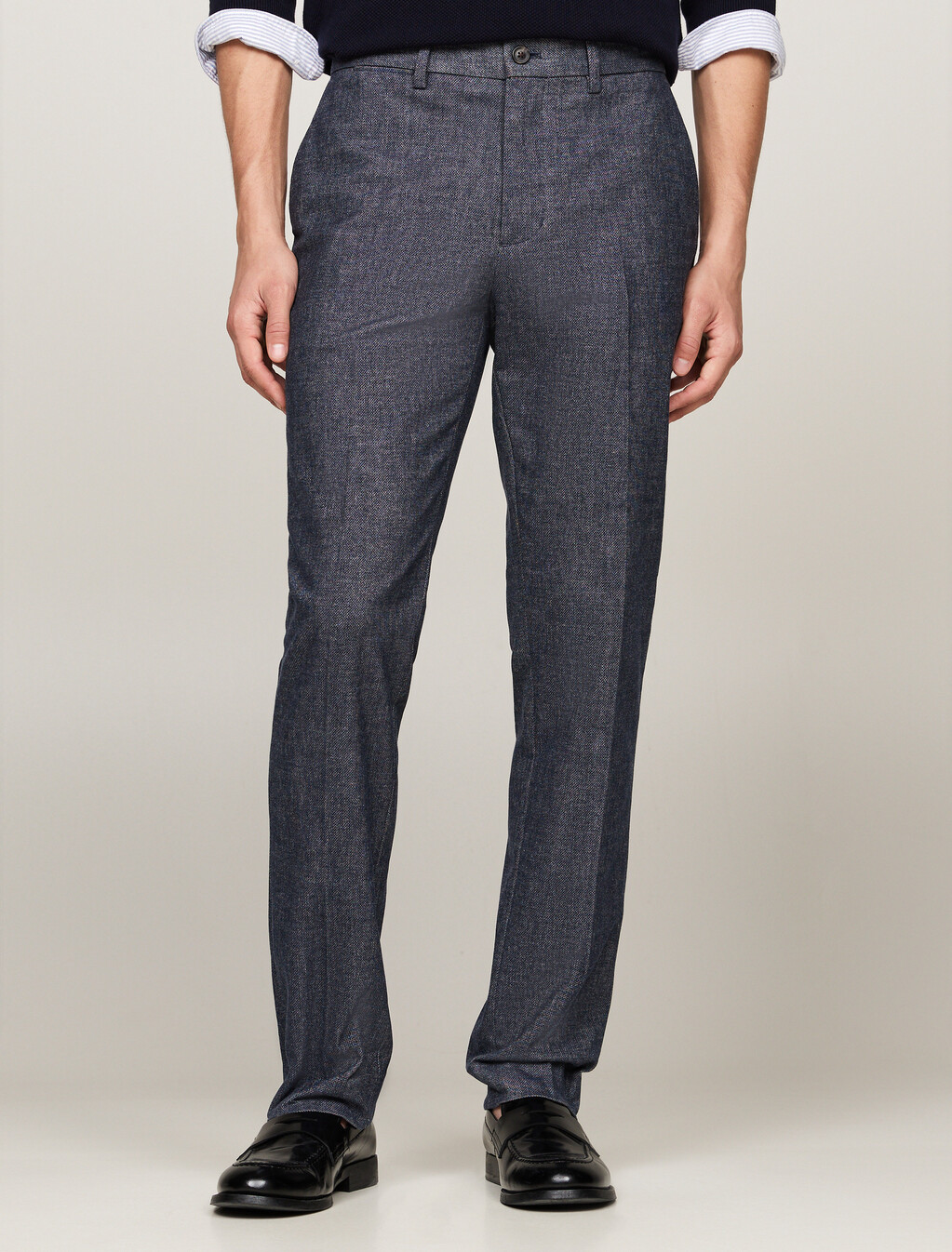 Smart Casual Brushed Marl Straight Trousers, Desert Sky, hi-res