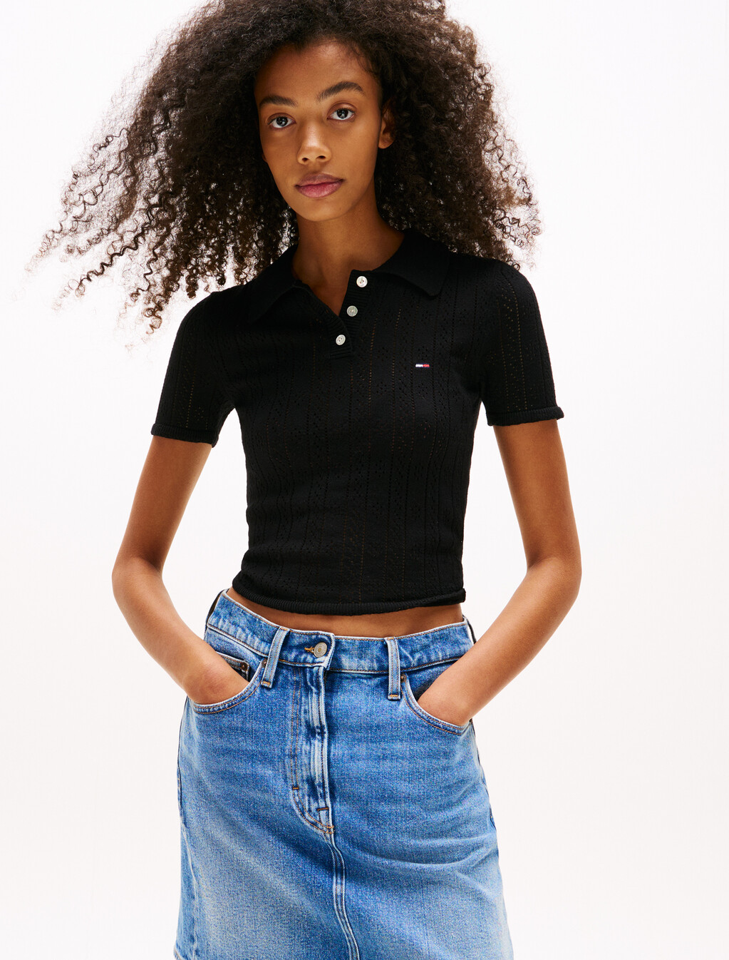 TJW POINTELLE POLOBlack, Black, hi-res