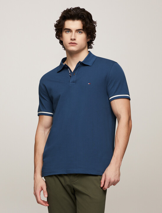 Logo Placket Stripe Cuff Polo