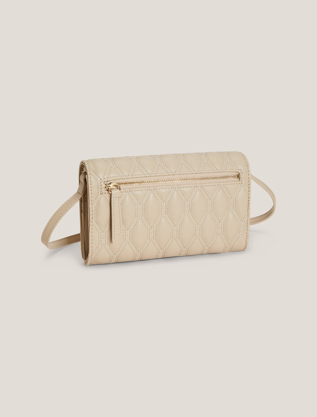 TH Monogram Diamond Quilted Crossover Bag, Beige, hi-res