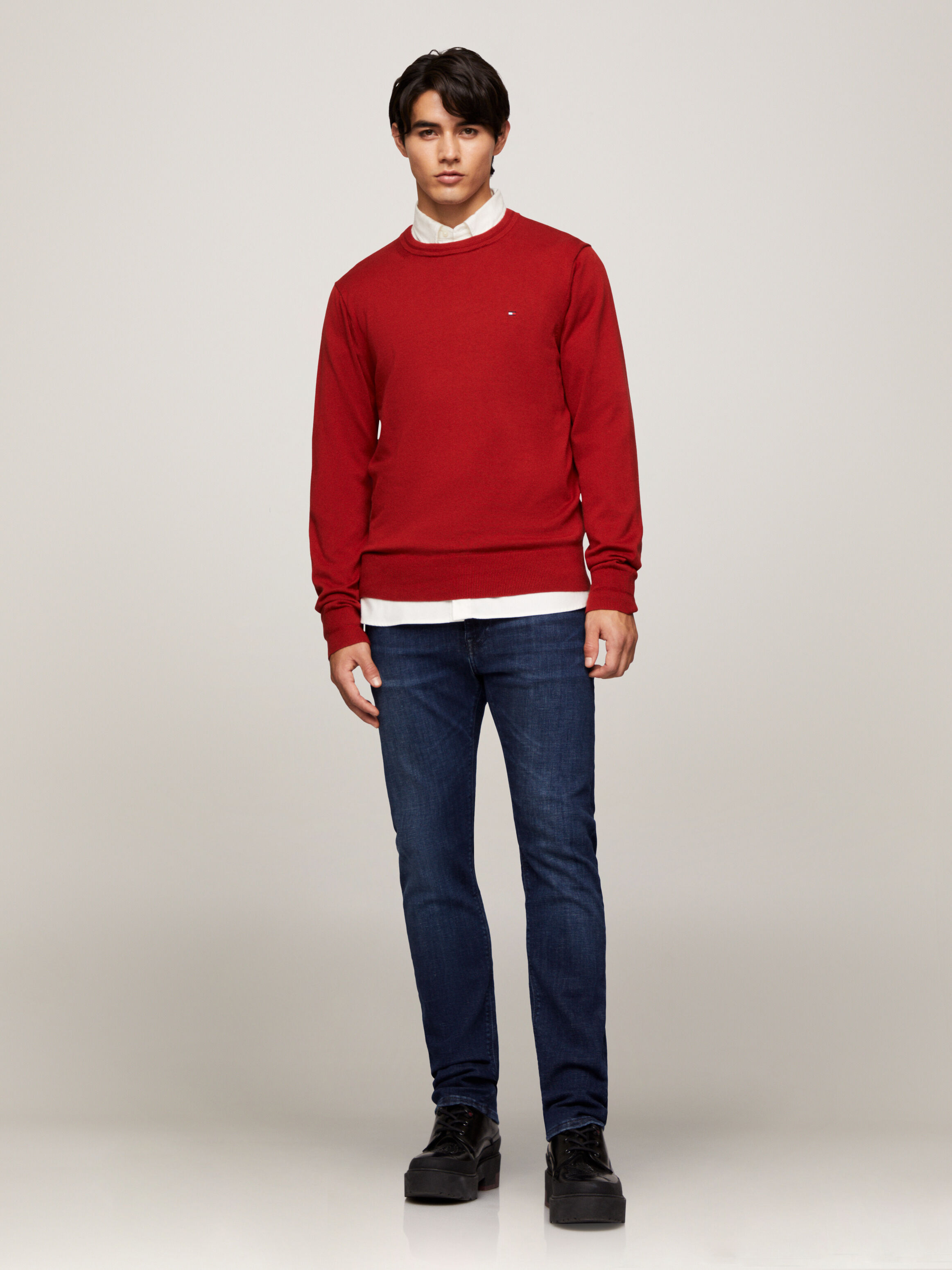 Tommy hilfiger red crew neck on sale