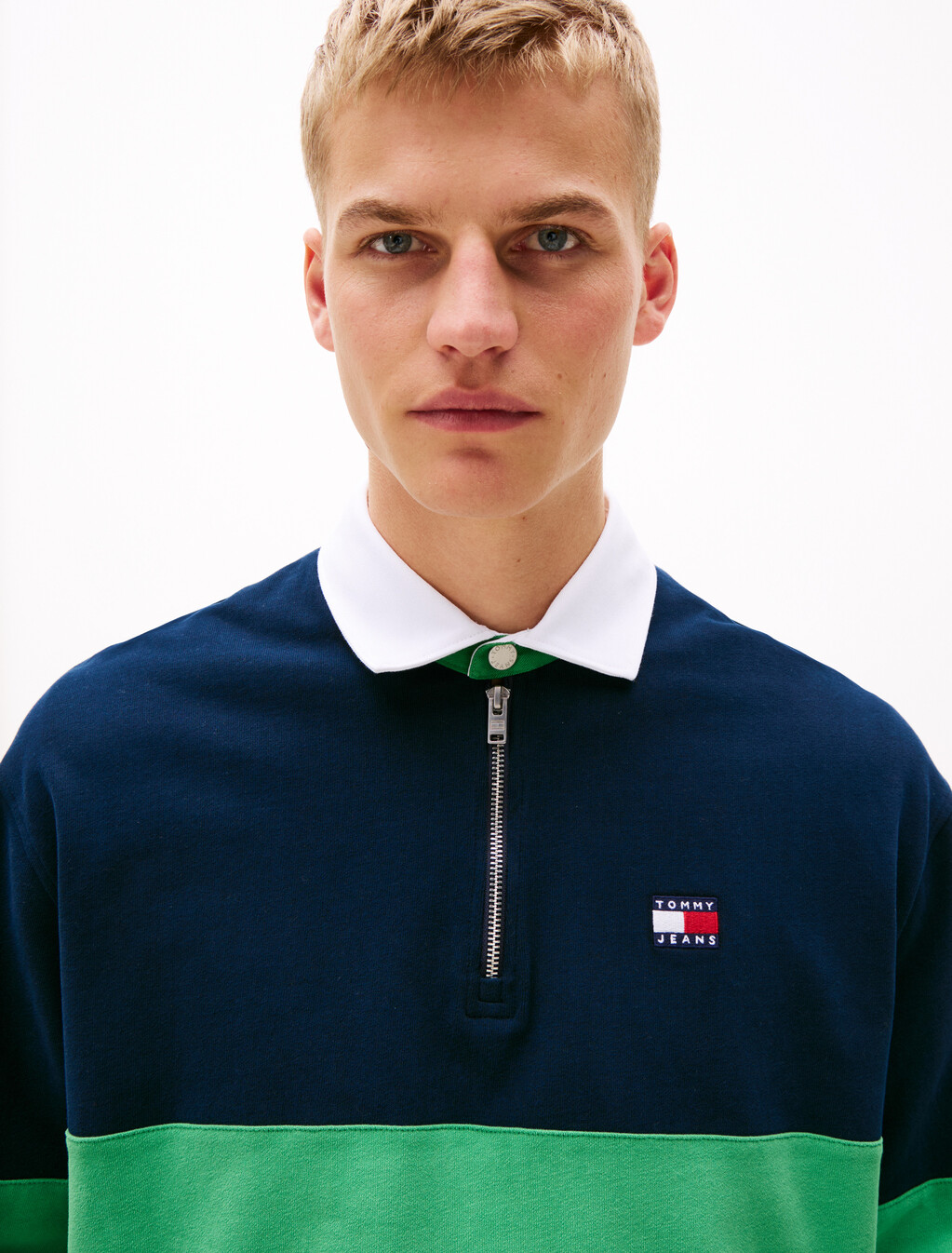 Relaxed Color Block Rugby Shirt, Dark Night Navy, hi-res