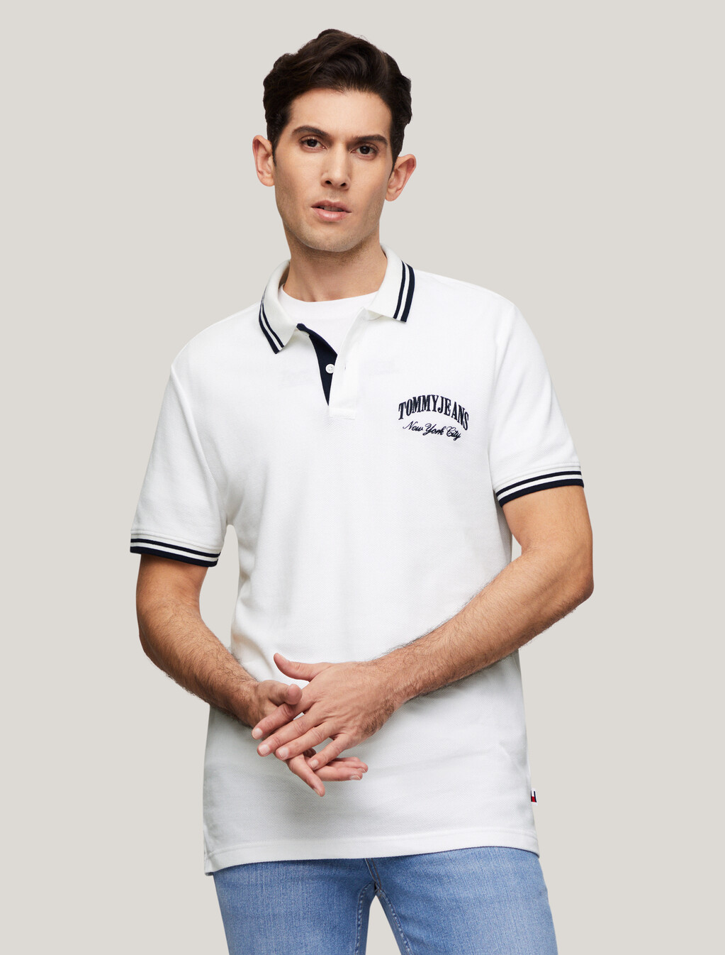 Tipped Regular Polo, White, hi-res