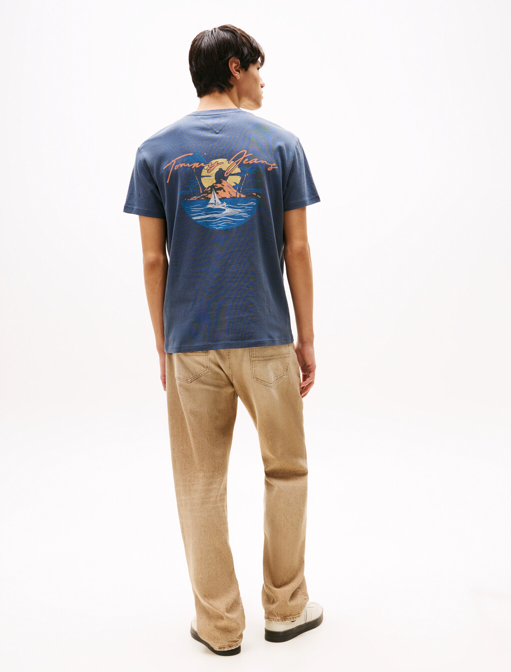 Sailing Print Back Graphic T-Shirt, Dark Night Navy, hi-res