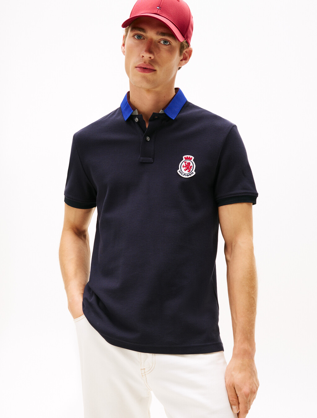Regular Fit Herringbone Collar Pique Polo Shirt, Desert Sky, hi-res