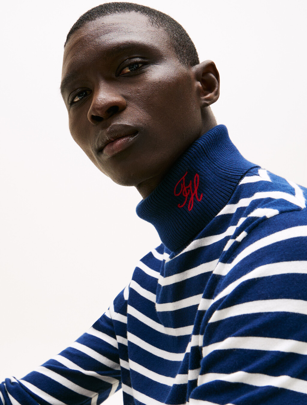 The Runway 系列山羊絨樽領毛衣, Carbon Navy / Ecru Stripe, hi-res