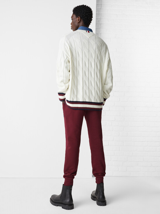 TH MONOGRAM CABLE KNIT CRICKET JUMPER