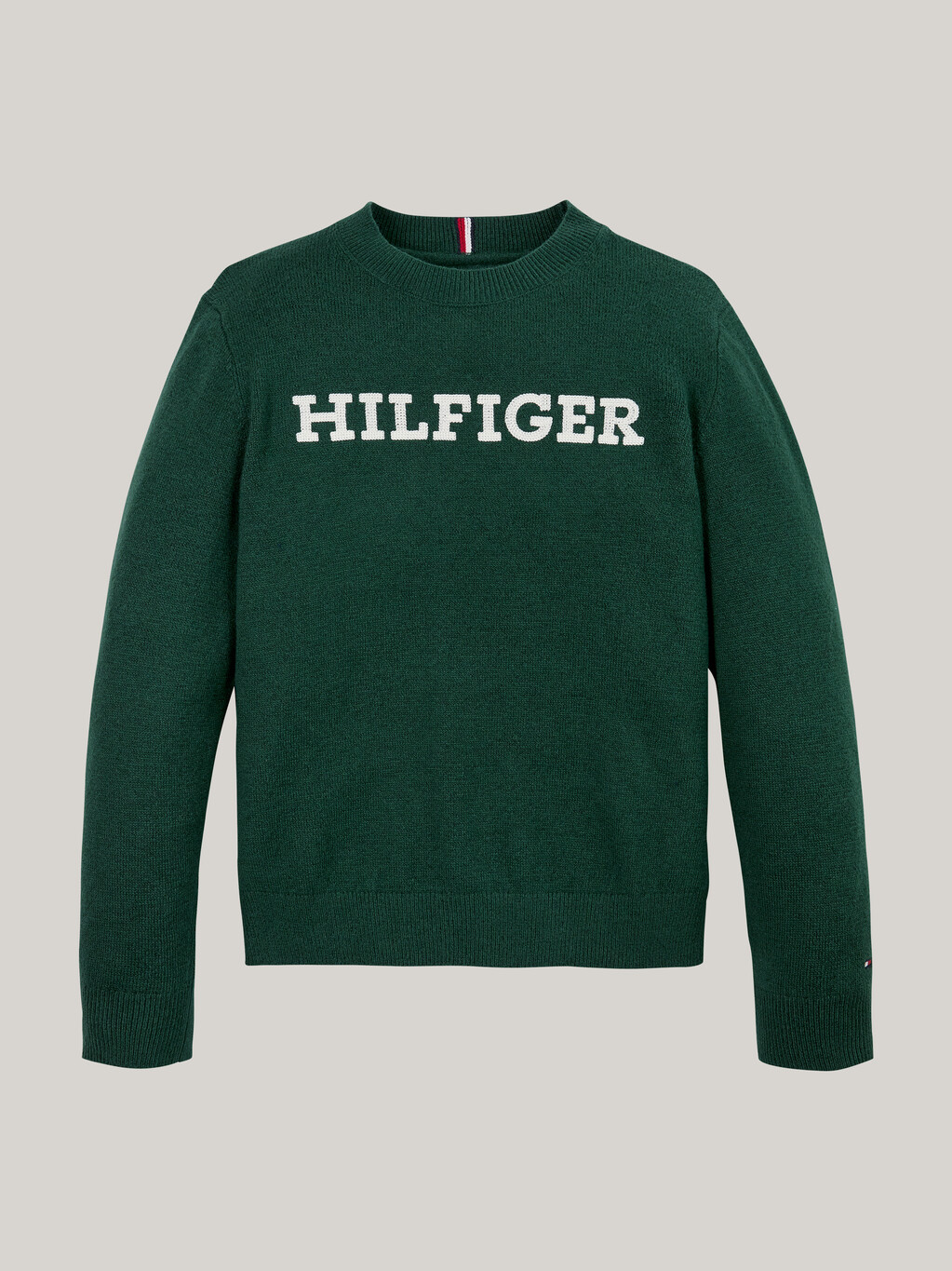 Hilfiger Monotype Crew Neck Jumper, Ornamental Green, hi-res