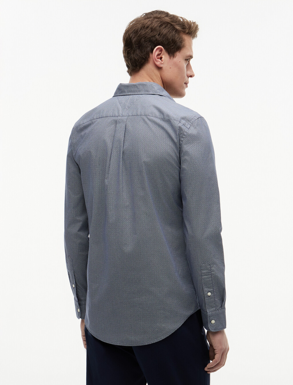 Slim Flex Micro Print Poplin Shirt, Carbon Navy / Allover, hi-res
