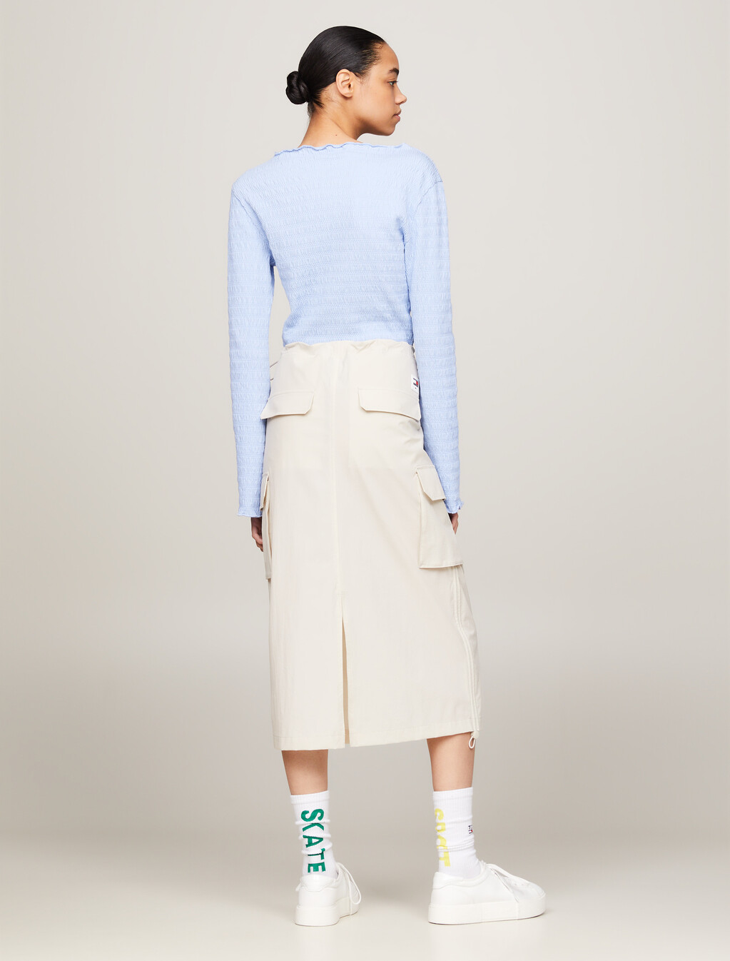 Casual Fit Parachute Cargo Skirt, Newsprint, hi-res