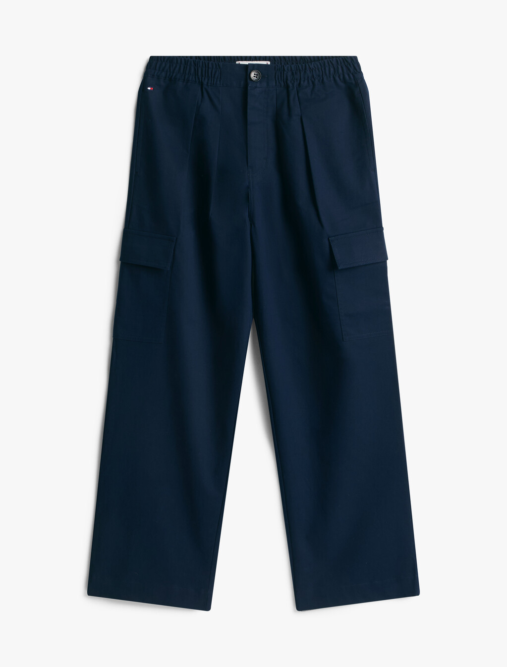 飾褶斜紋布工裝長褲, Dark Night Navy, hi-res