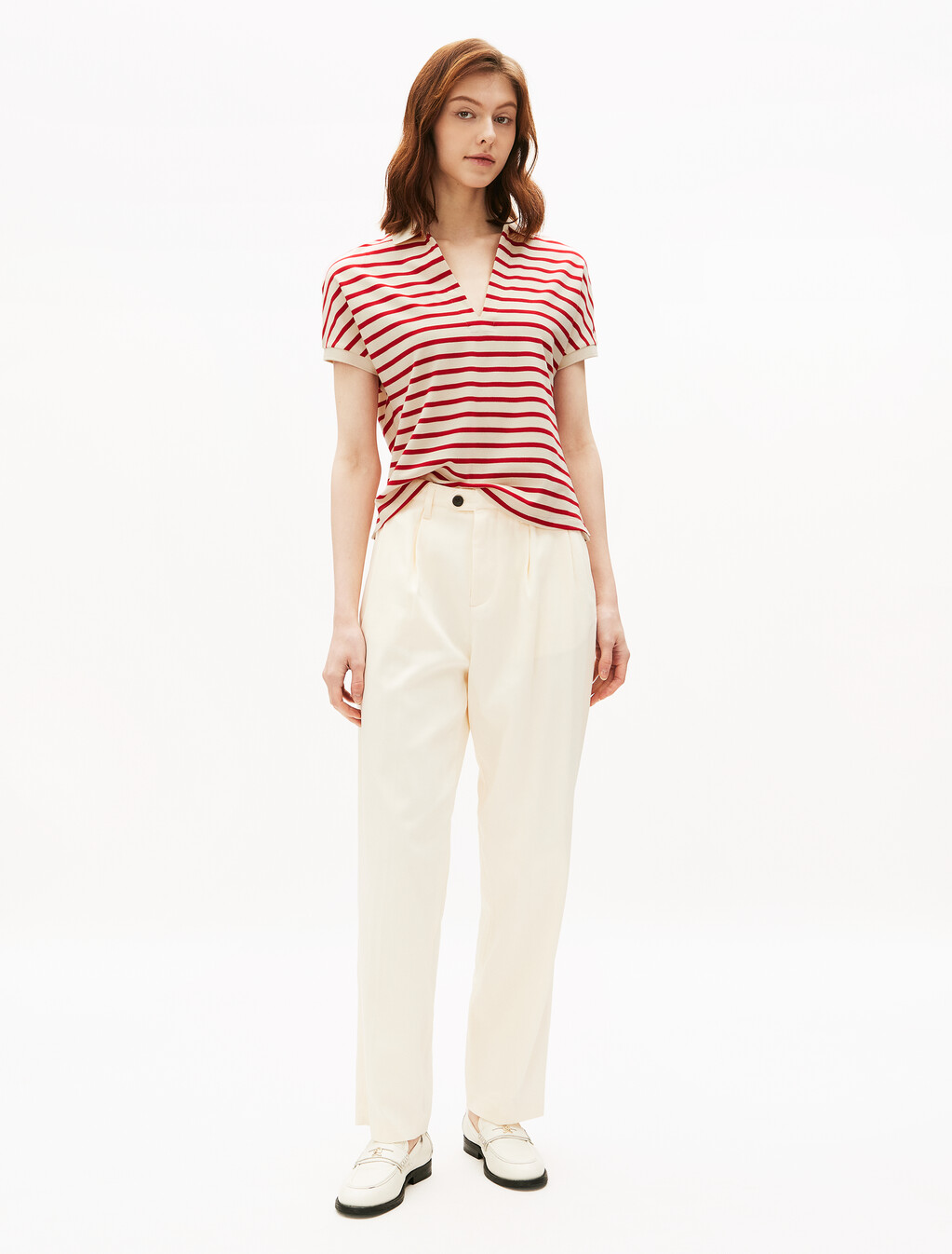 Relaxed Polo Shirt, Calico/Primary Red M Stp, hi-res