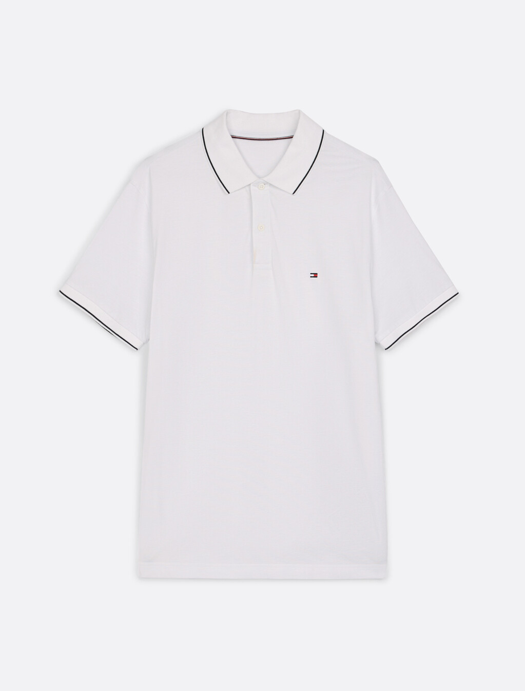標準版型飾邊平紋 Polo 衫, White, hi-res