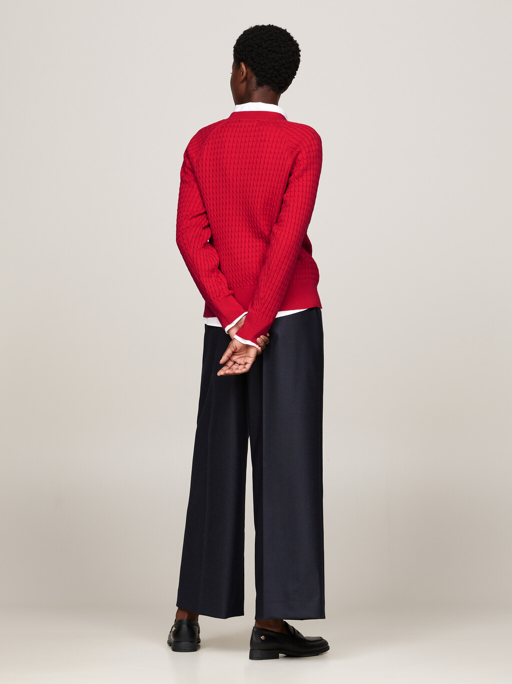 Cable Knit Relaxed Fit Jumper, Primary Red, hi-res