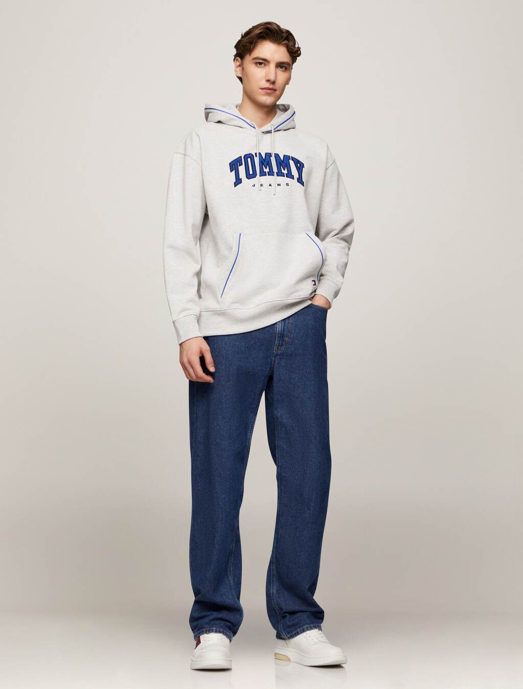 Varsity Piping Hoodie, Silver Grey, hi-res