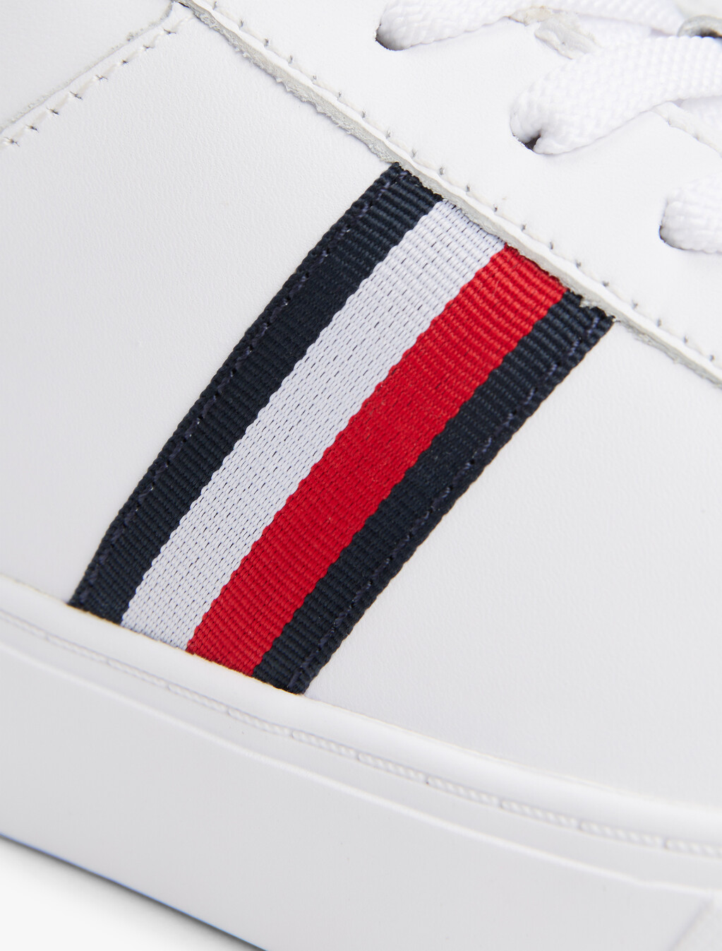 Essential Leather Court Trainers, White, hi-res
