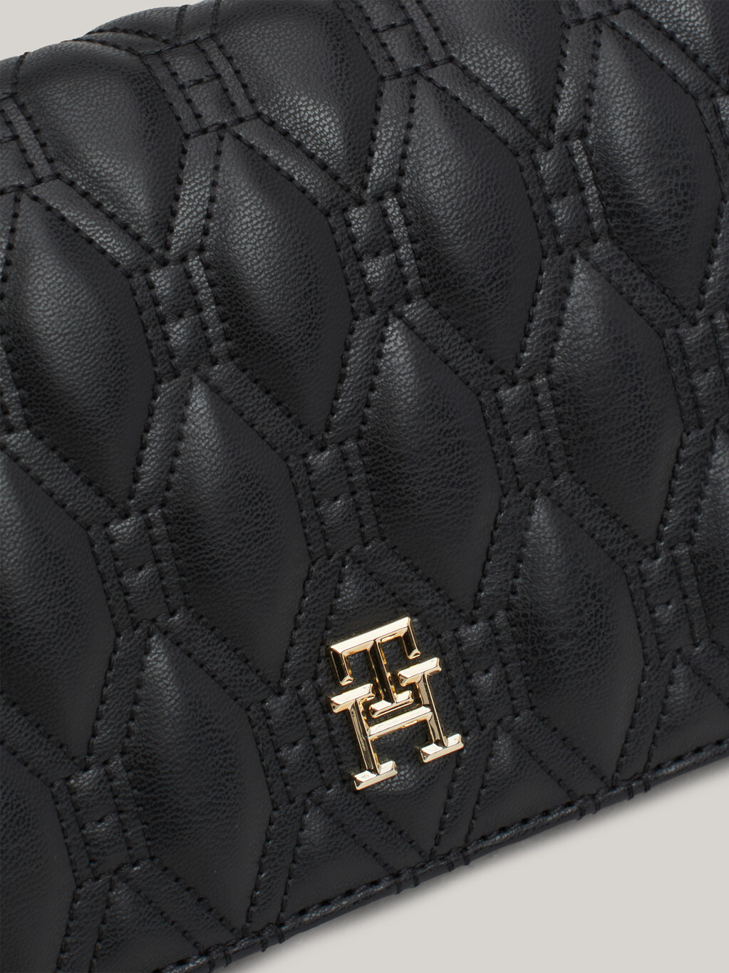 TH Monogram Diamond Quilted Crossover Bag, Black, hi-res