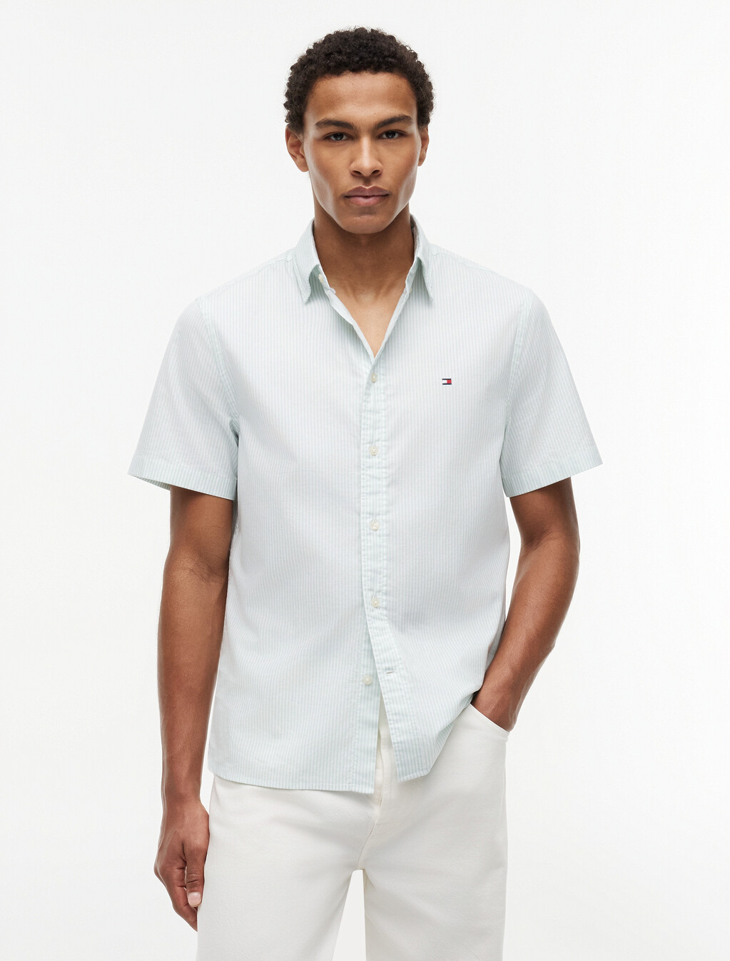 Asia Fit Lightweight Stripe Oxford Shirt, Crushed Mint / Stripe, hi-res