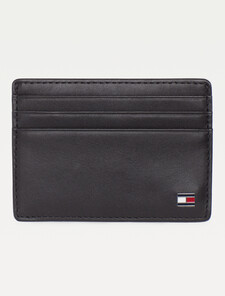 Embossed Logo Leather Card Holder, Black, hi-res