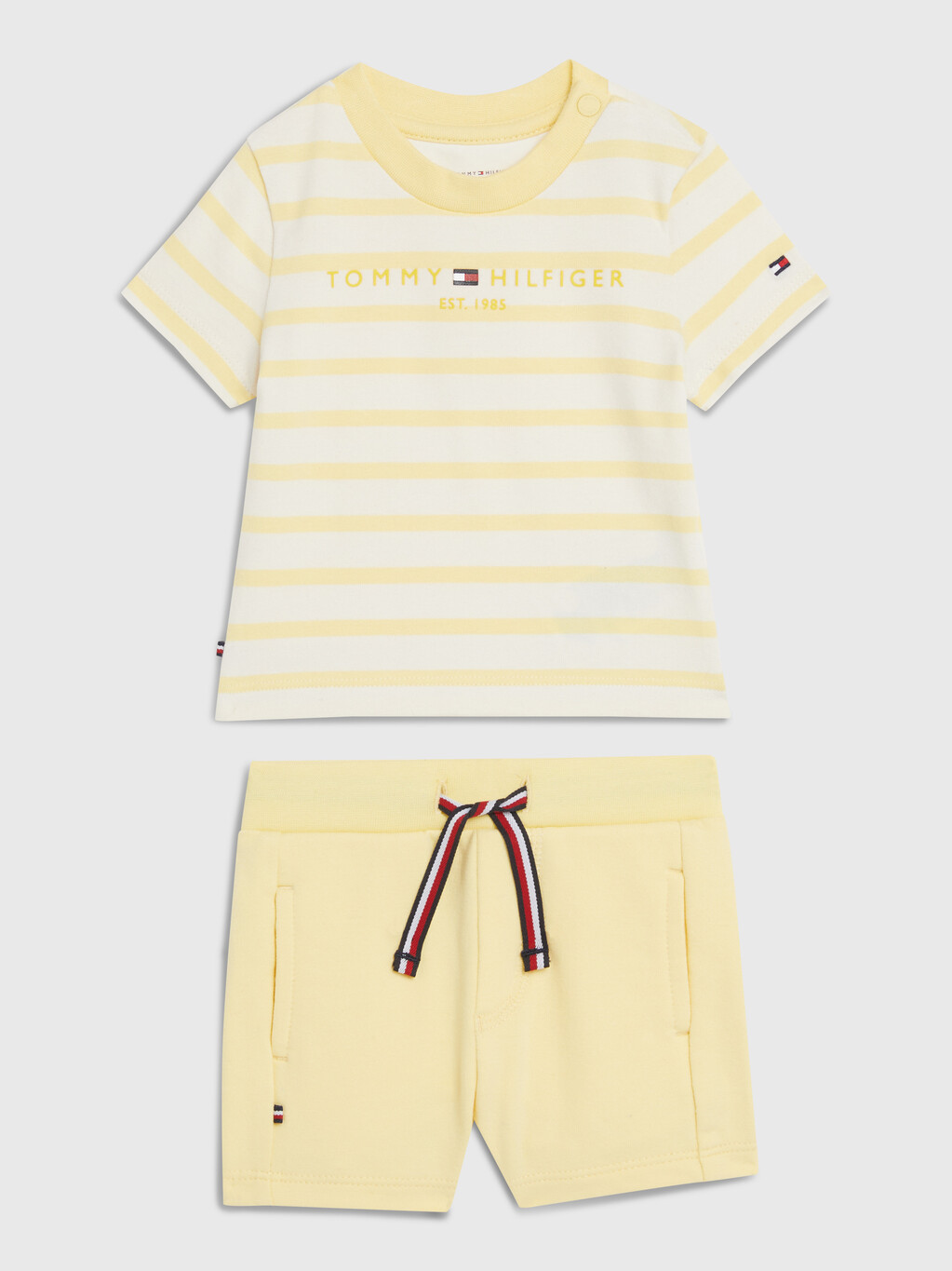 Essential Stripe T-Shirt And Shorts Set, Sunny Day, hi-res