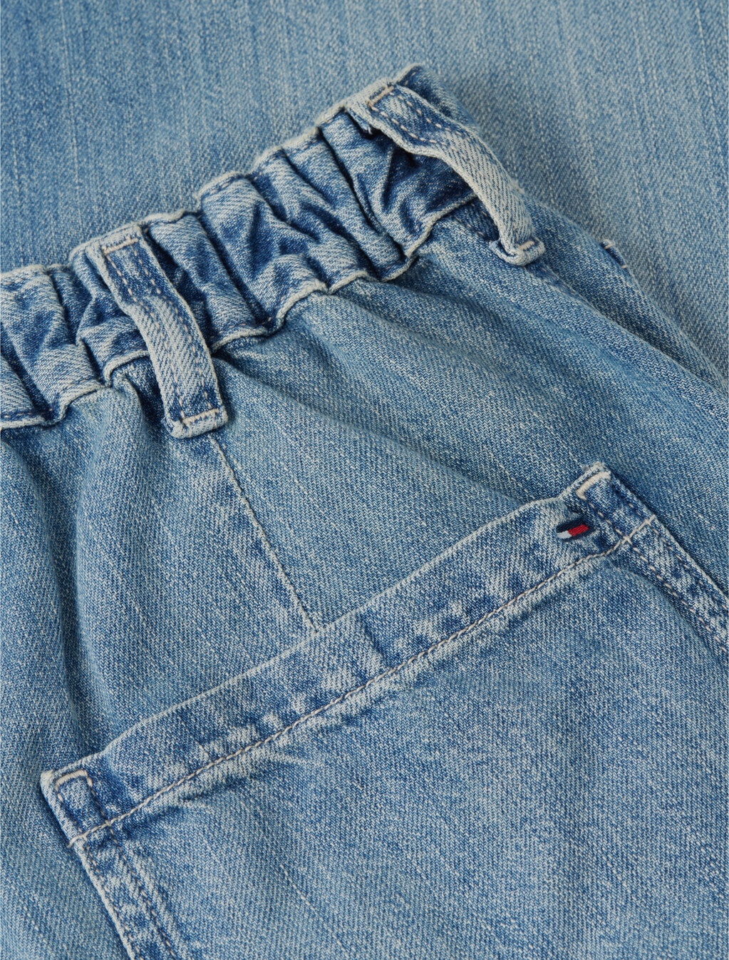 Theo 亞麻混紡褪色寬版牛仔褲, Denim Medium, hi-res
