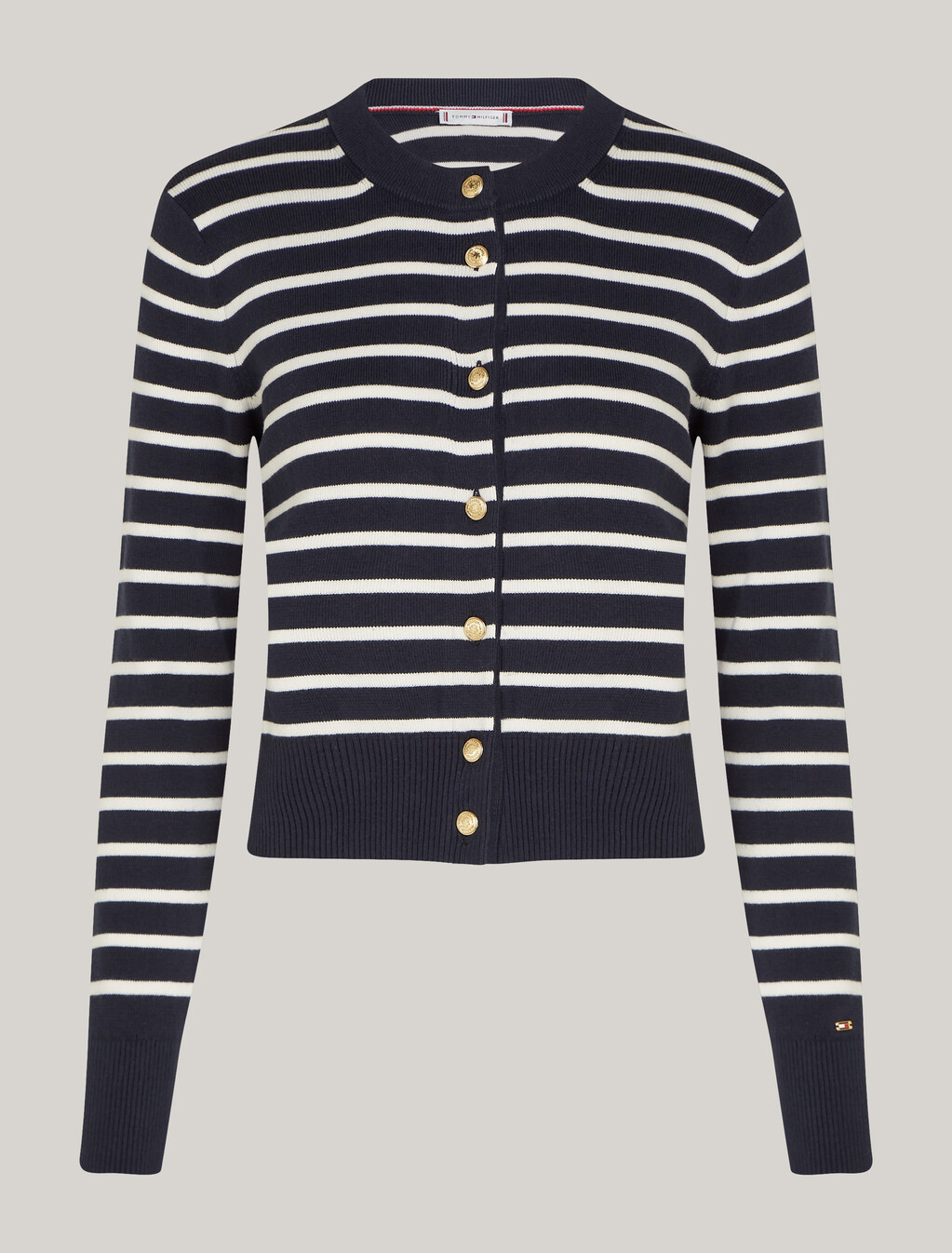 Stripe Slim Cardigan, Breton Stp Ivory Petal/  Dsrt Sky, hi-res