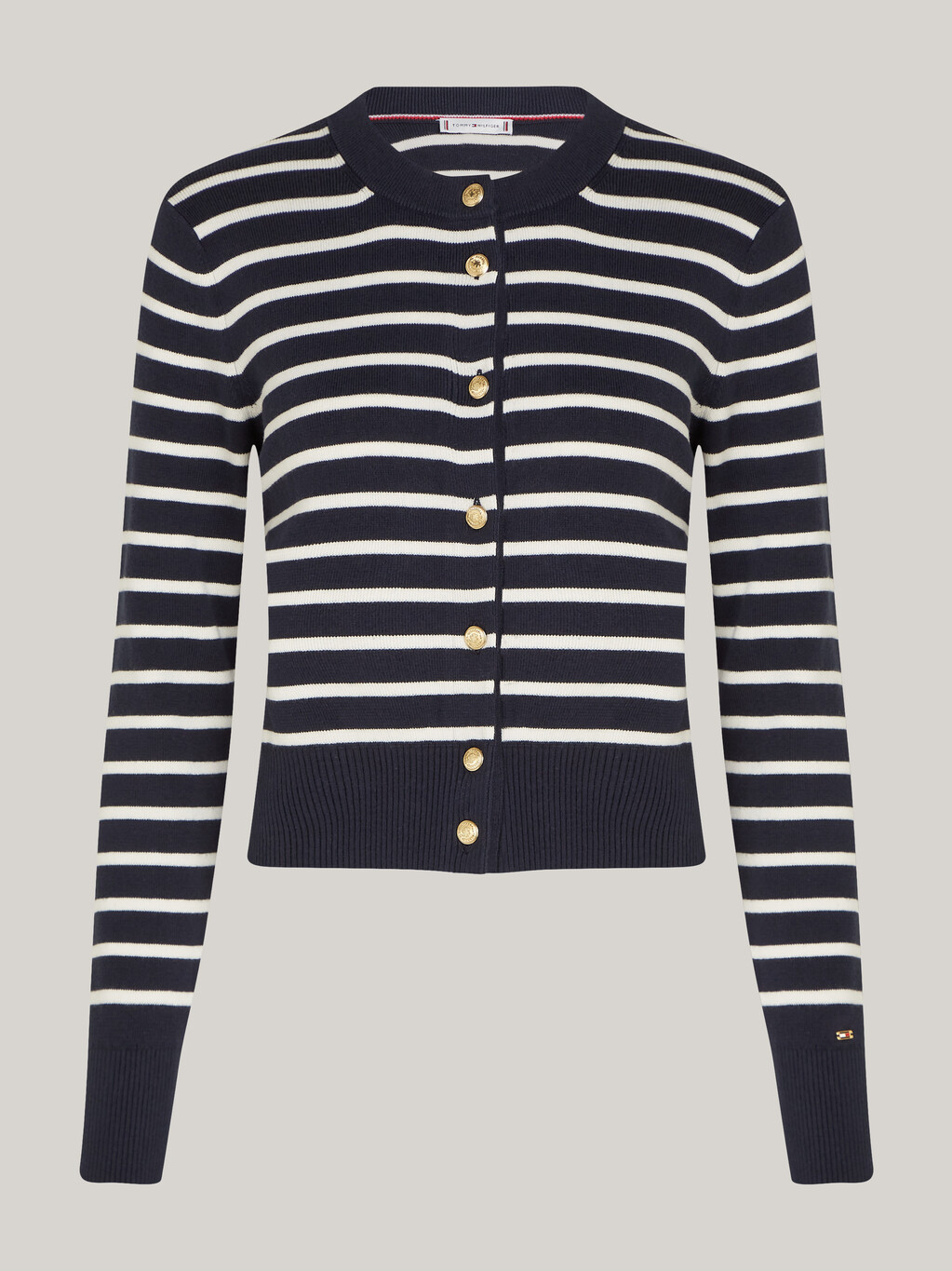 Stripe Slim Cardigan, Breton Stp Ivory Petal/  Dsrt Sky, hi-res