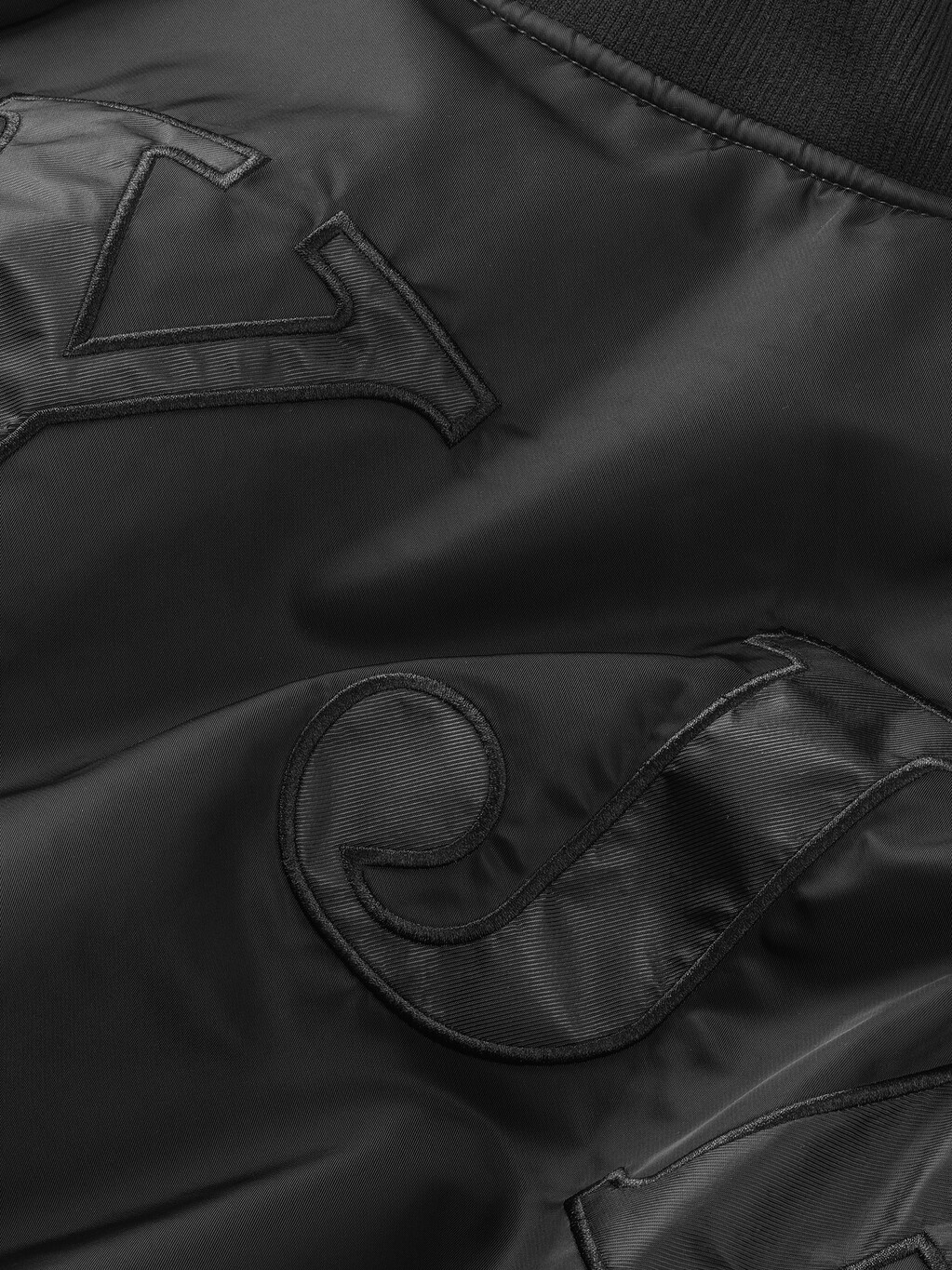 同色貼飾鋪棉超寬鬆飛行員外套, Black, hi-res