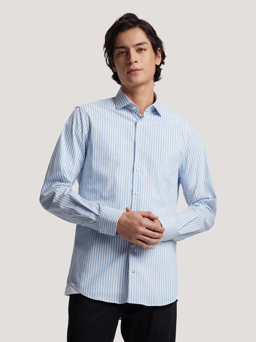 Stripe Regular Fit Shirt, Cloudy Blue / Optic White, hi-res