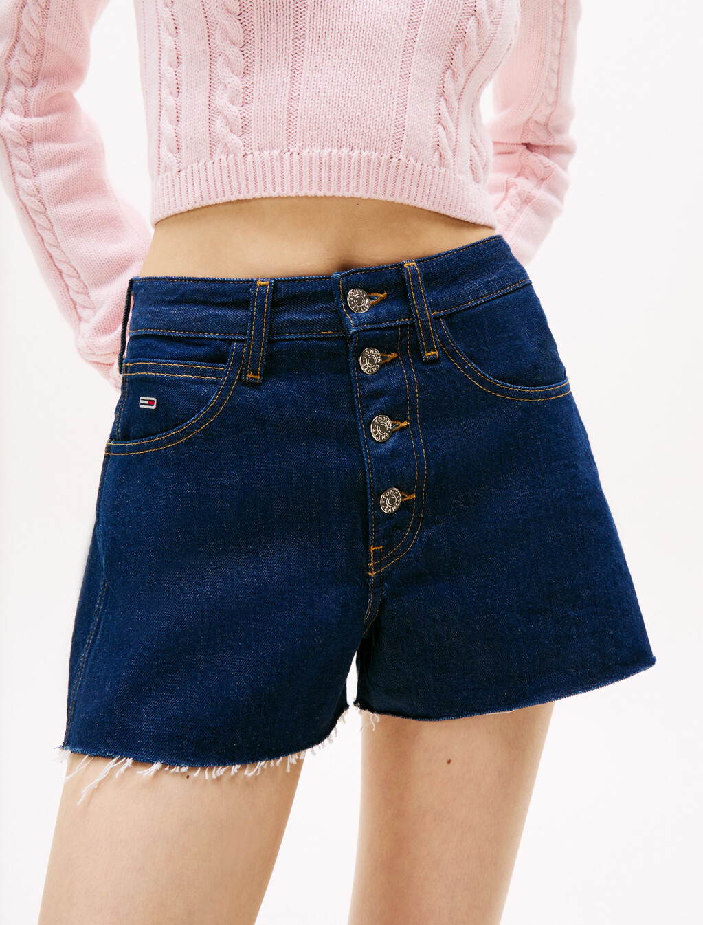 Button Fly Regular Denim Shorts, Denim Dark, hi-res