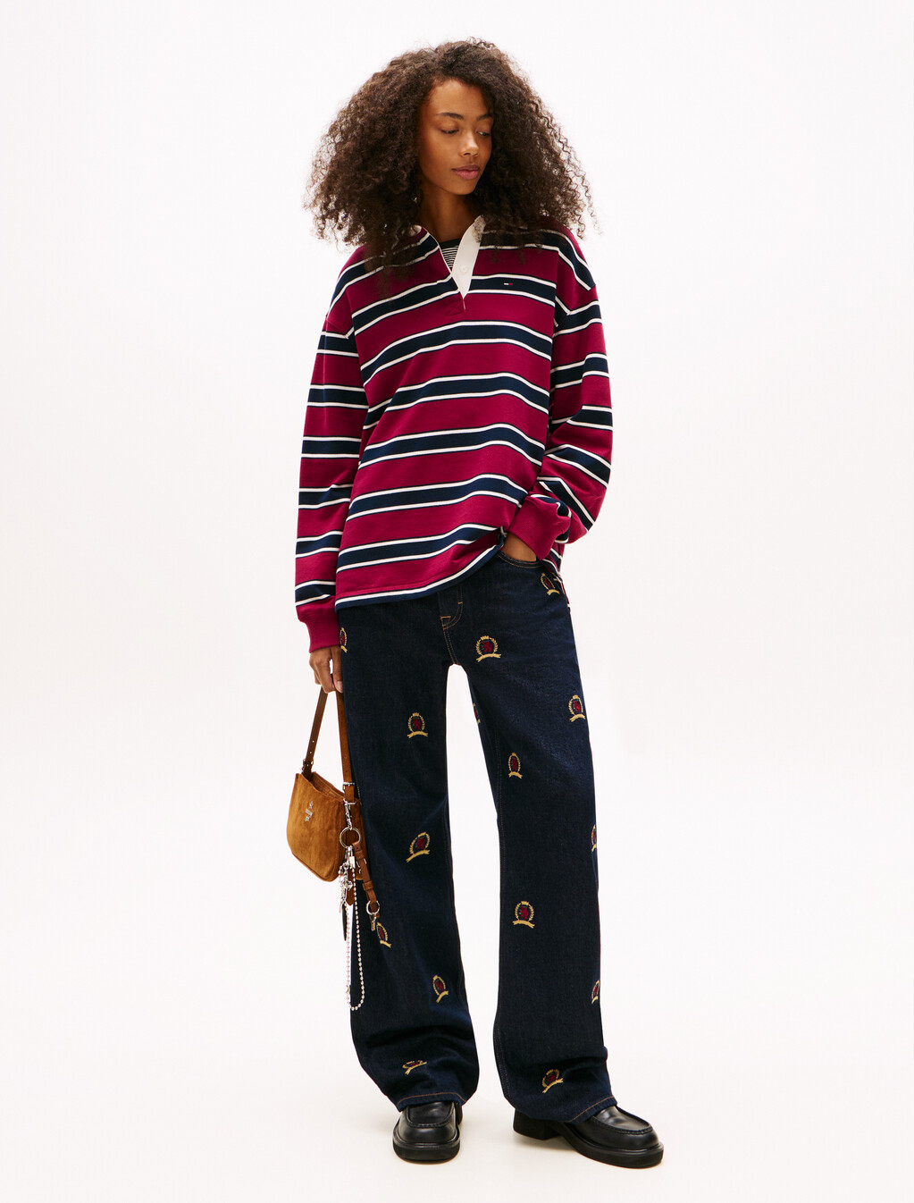 Relaxed Stripe Rugby Shirt, Lavish Cerise / Multi Stripe, hi-res