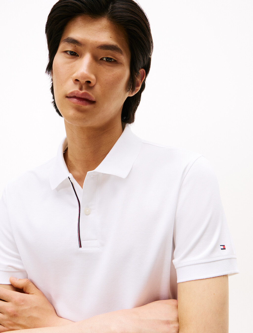 Signature Stripe Jacquard Polo, White, hi-res