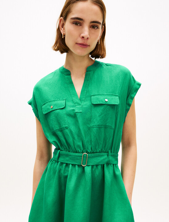 Belted Relaxed Mini Shirt Dress