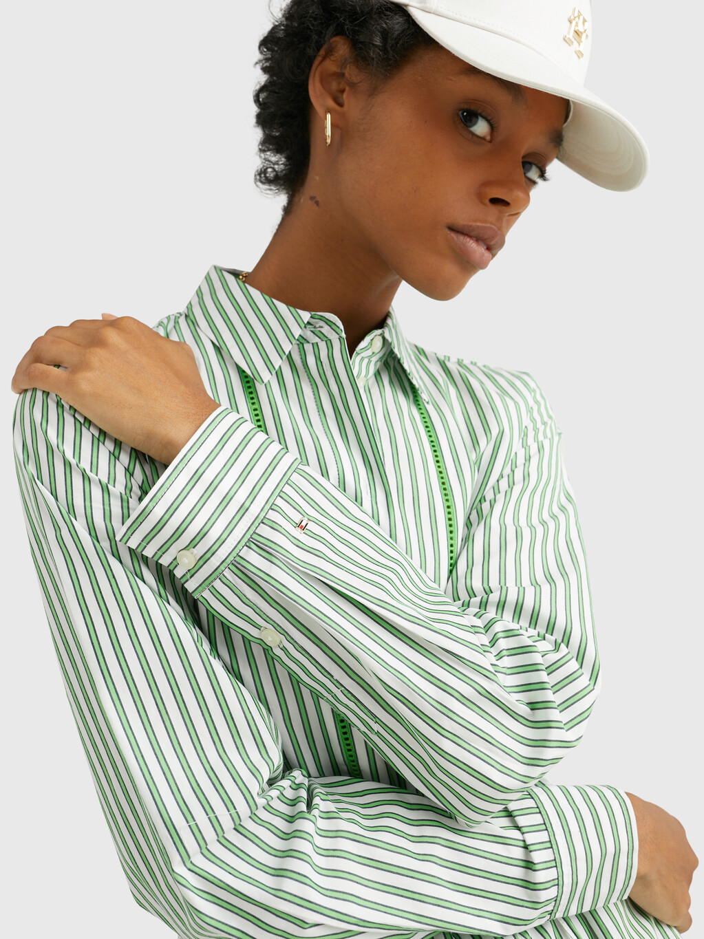 Stripe Midi Shirt Dress, Nola Stp/ Spring Lime, hi-res