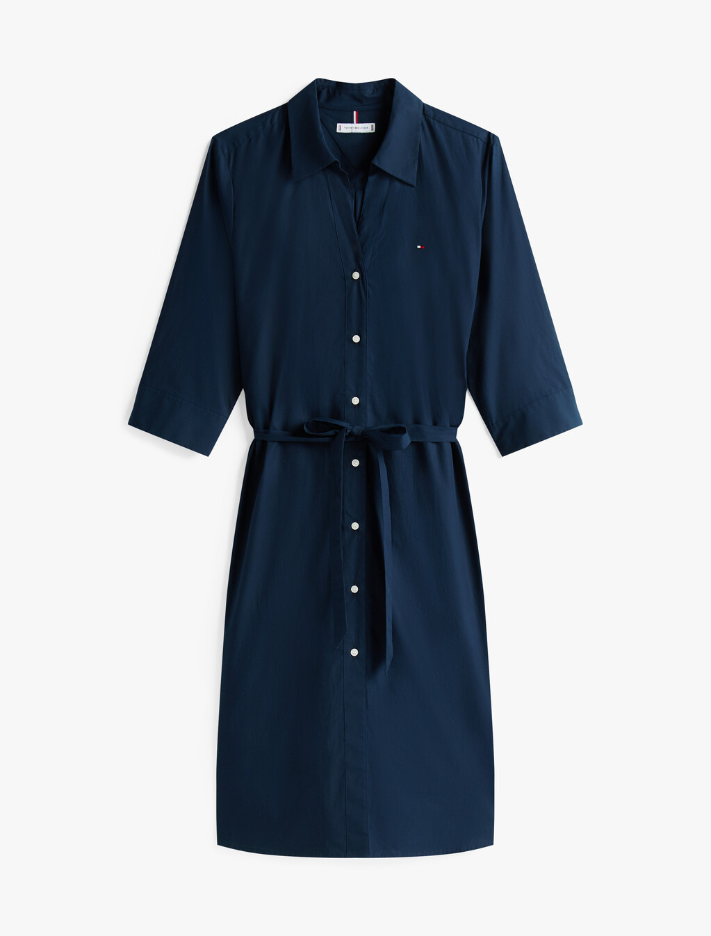 Asia Fit 3/4 Sleeve Shirt Dress, Dark Night Navy, hi-res