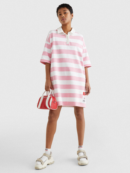 STRIPE TERRY RUGBY POLO DRESS