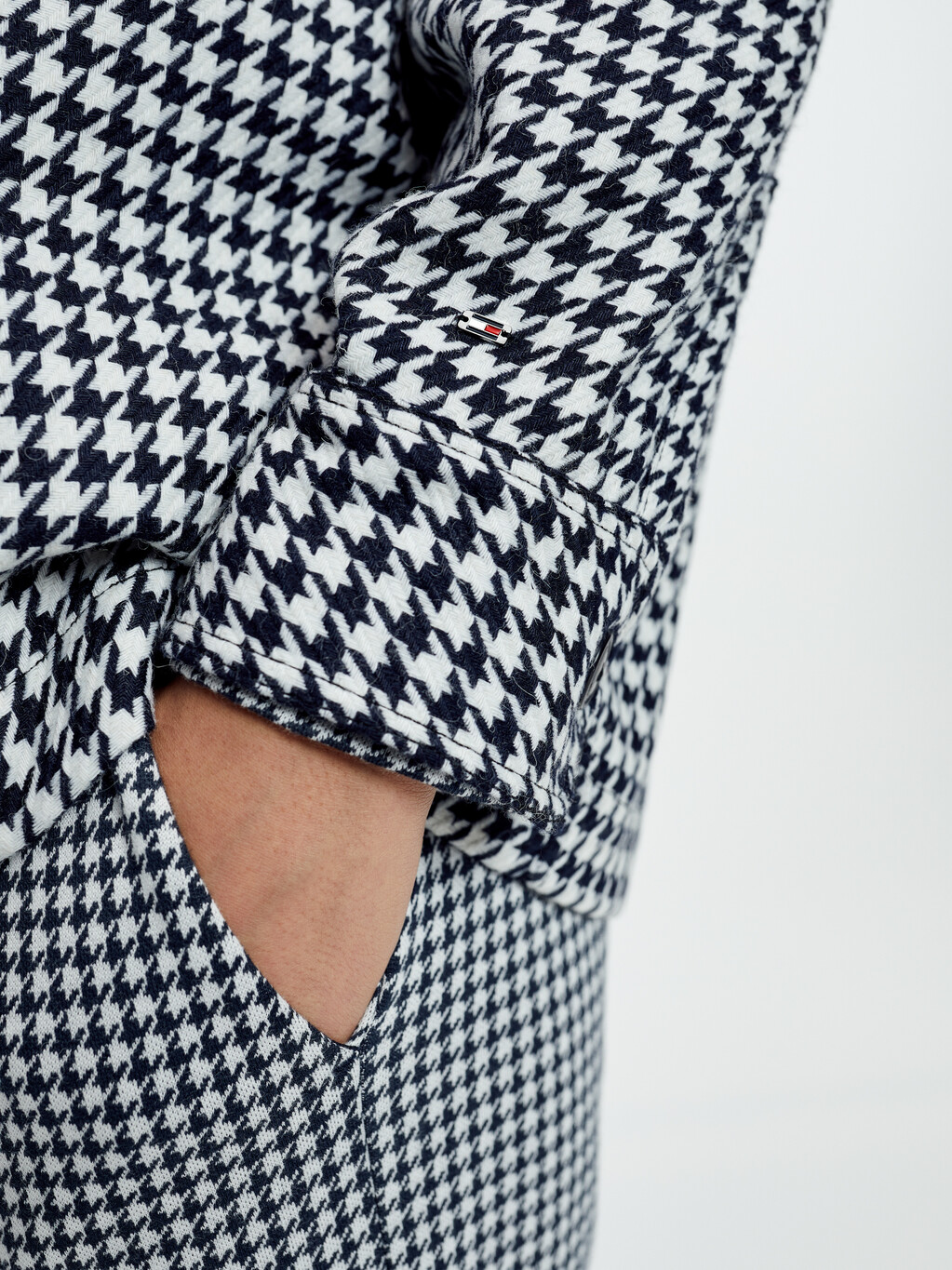 Double Breasted Houndstooth Virgin Wool Blazer